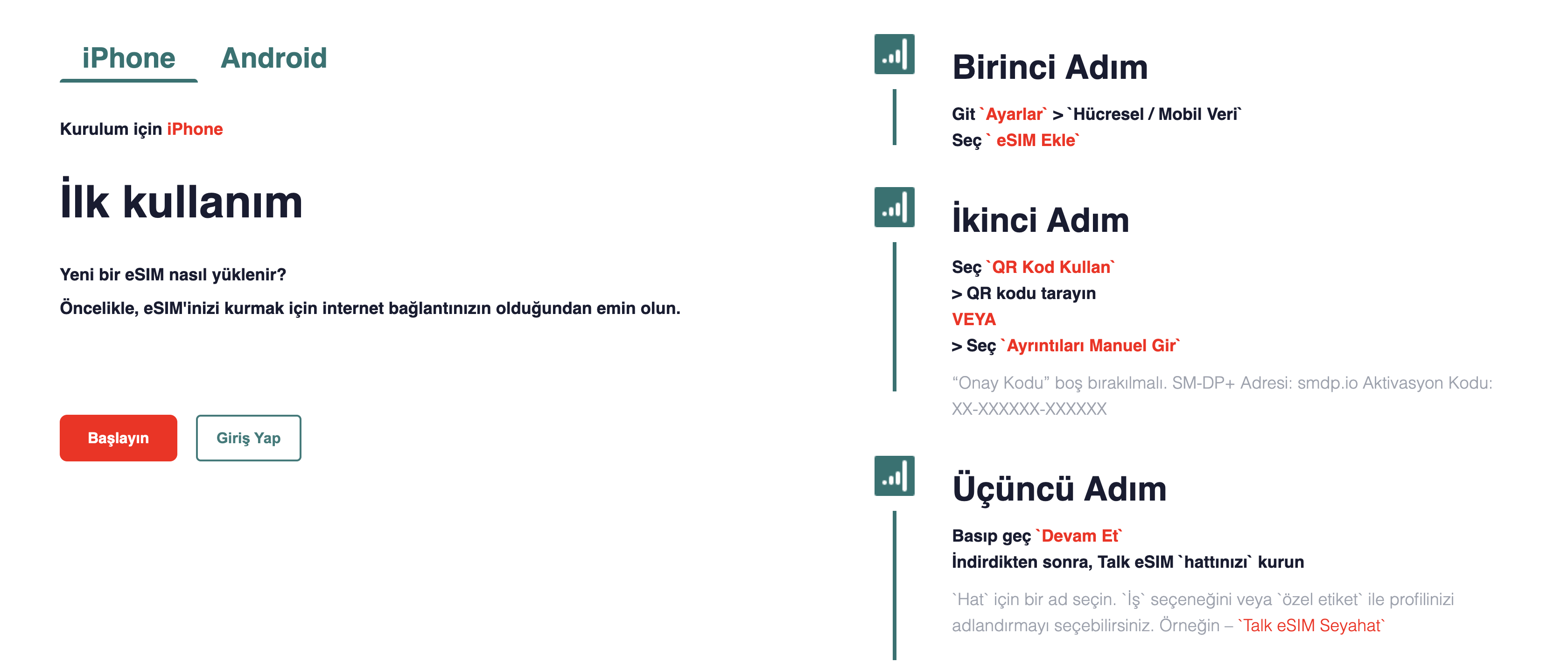 Hesap ve Destek Merkezi